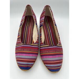 Beacon Pink Striped Wedge Heel Size 9.5W